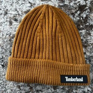 Timberland Ribbed Knit Beanie Hat Camel Brown One Size Unisex